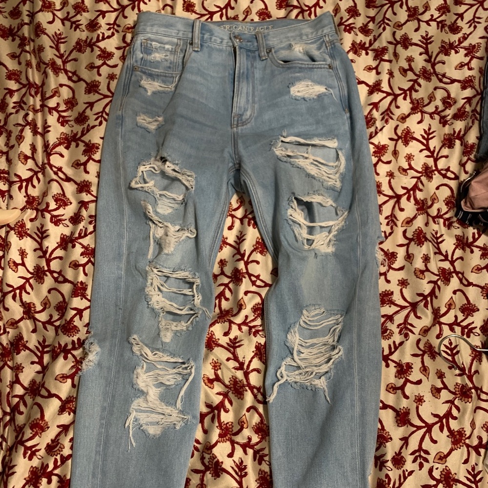 high waisted ripped jeans